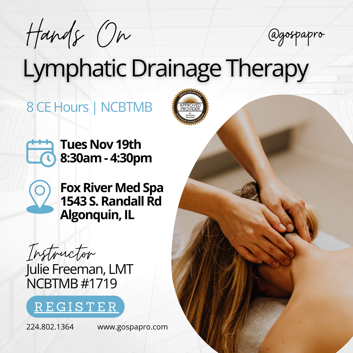 Lymphatic Massage Therapy Class 8 CE's